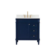 32 inch Single bathroom vanity in blue with backsplash