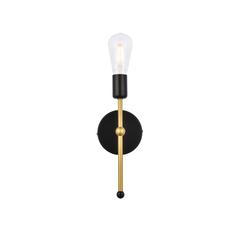 Keely 1 light black and brass wall sconce