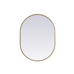 Metal Frame Oval Mirror 27x36 Inch in Brass