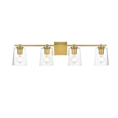 Kacey 4 light Brass and Clear Bath Sconce