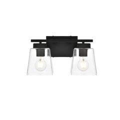 Merrick 2 light Black and Clear Bath Sconce