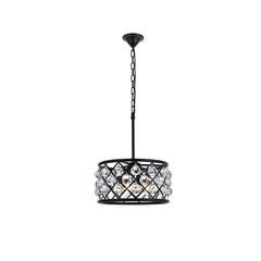 Madison 4 light Matte Black Pendant Clear Royal Cut Crystal