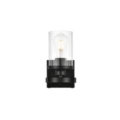 Saanvi 1 light Black and Clear Bath Sconce