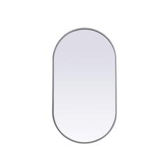 Metal Frame Oval Mirror 20x36 Inch in Silver