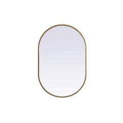Metal Frame Oval Mirror 20x30 Inch in Brass
