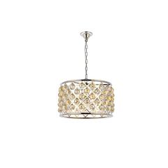 Madison 6 light polished nickel Pendant Golden Teak (Smoky) Royal Cut Crystal