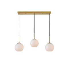 Baxter 3 Lights Brass Pendant With Frosted White Glass