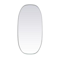 Metal Frame Oval Mirror 24x48 Inch in Silver