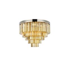Sydney 17 light polished nickel Flush Mount Golden Teak