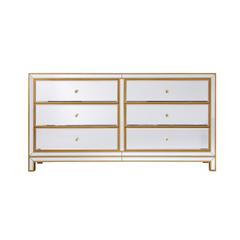 Cabinet 6 drawers 60in. W x 18in. D x 32in. H in gold