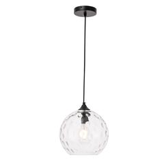Cashel 1 light Black and Clear glass pendant