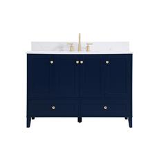 48 inch Single Bathroom Vanity in Blue with Backsplash