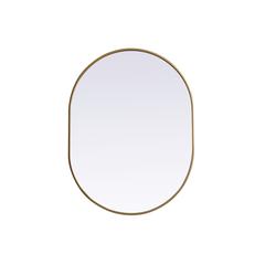 Metal Frame Oval Mirror 30x40 Inch in Brass