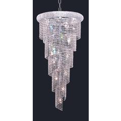 Spiral 18 light Chrome Chandelier Clear Royal Cut Crystal