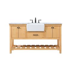 60 inch Single bathroom vanity in natural wood
