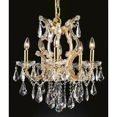 Maria Theresa 6 light Gold Chandelier Clear Royal Cut Crystal
