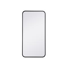 Soft corner metal rectangular mirror 18x36 inch in Black