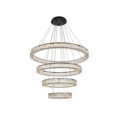 Monroe 41 inch LED four ring chandelier in black