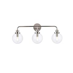 Hanson 3 lights bath sconce in polished nickel with clear shade