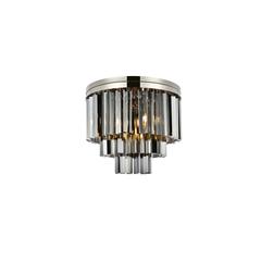 Sydney 9 light polished nickel Flush Mount Silver Shade (Grey) Royal Cut Crystal