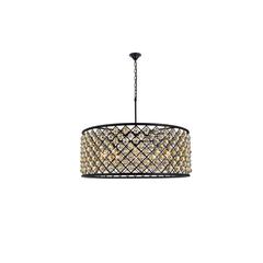 Madison 10 light Matte Black Chandelier Golden Teak (Smoky) Royal Cut Crystal