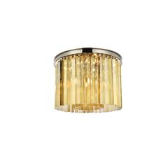 Sydney 6 light polished nickel Flush Mount Golden Teak (Smoky) Royal Cut Crystal