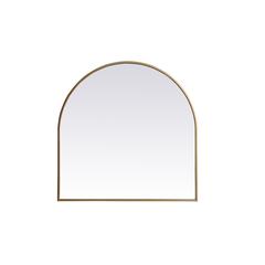 Metal Frame Arch Mirror 30x30 Inch in Brass