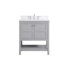 30 inch Single Bathroom Vanity in Gray with Backsplash