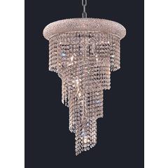 Spiral 8 light Chrome Pendant Clear Royal Cut Crystal