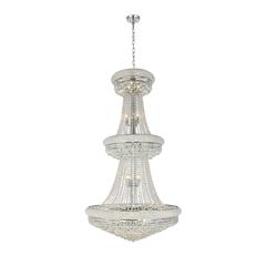 Primo 32 light Chrome Chandelier Clear Royal Cut Crystal