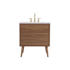 30 inch bathroom vanity in Walnut Brown