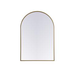 Metal Frame Arch Mirror 27x40 Inch in Brass