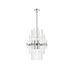 Sienna 17 inch crystal rod pendant in chrome