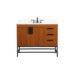 42 inch Single bathroom vanity in teak with backsplash