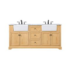 72 inch double bathroom vanity in natural wood