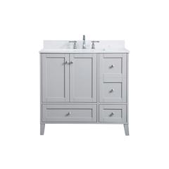 36 inch Single Bathroom Vanity in Grey with Backsplash