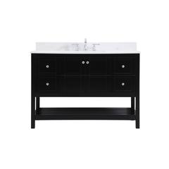 48 inch Single Bathroom Vanity in Black with Backsplash