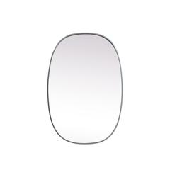 Metal Frame Oval Mirror 27x40 Inch in Silver