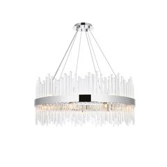 Dallas 36 inch round crystal pendant in chrome
