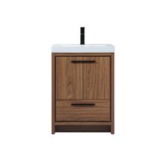24 inch Single bathroom vanity in walnut brown