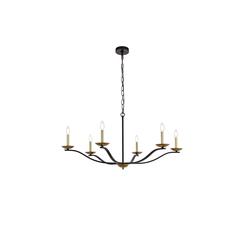 Trey 42 inch pendant in black and brass