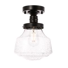 Lyle 1 light Black and Clear seeded glass Flush mount