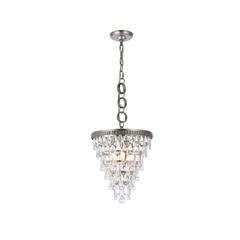 Nordic 3 light antique silver Pendant Clear Royal Cut Crystal