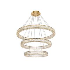Monroe 41 inch LED triple ring chandelier in gold
