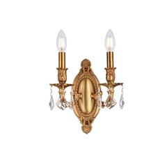 Rosalia 2 light French Gold Wall Sconce Clear Royal Cut Crystal