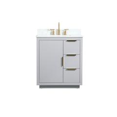 30 inch Single bathroom vanity in grey with backsplash