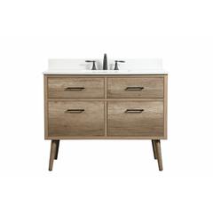42 inch Single bathroom vanity in natural oak with backsplash