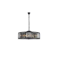 Chelsea 10 light Matte Black Chandelier Silver Shade (Grey) Royal Cut Crystal