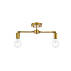 Zane 2 lights brass flush mount