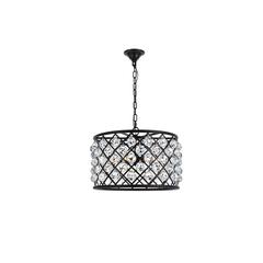 Madison 6 light Matte Black Pendant Clear Royal Cut Crystal